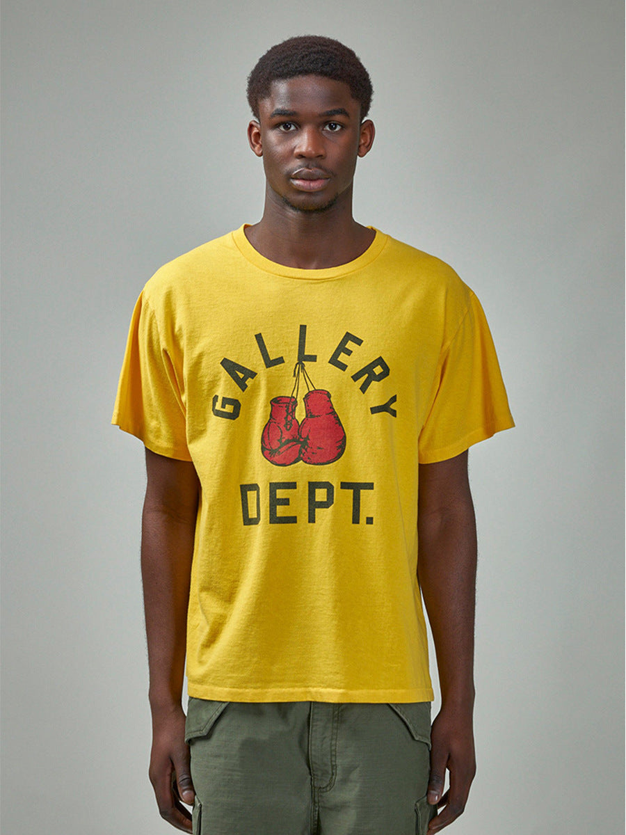 Gallery Dept Logo Printed T-Shirt Yellow Loose Fit