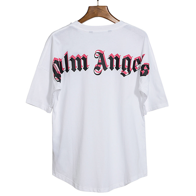 Palm Angel Black Double Logo Print Back Short Sleeve T-Shirt