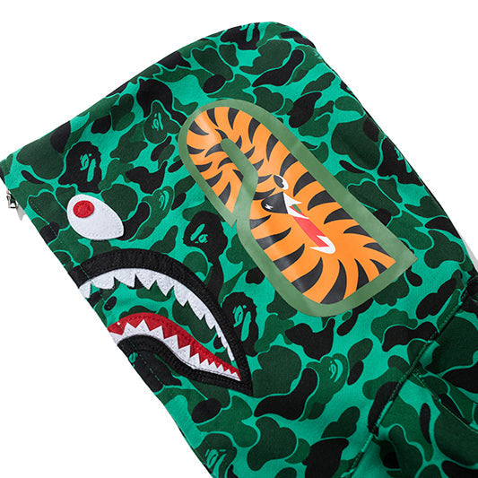 BAPE Green Camo Shark Zipper Hoodie