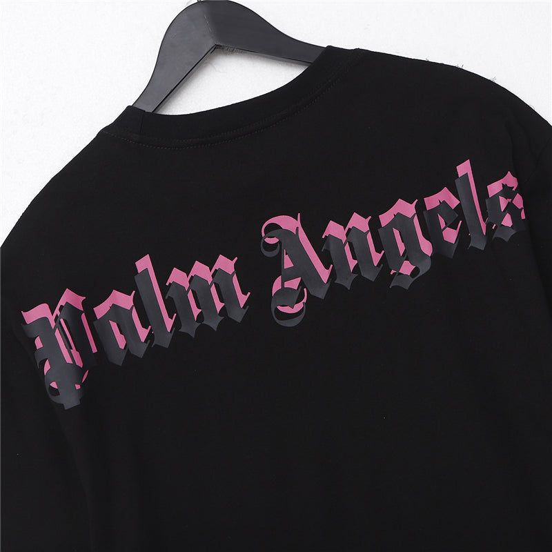 Palm Angel Black Double Logo Print Back Short Sleeve T-Shirt