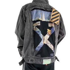 OFF WHITE Destruction oil painting graffiti arrow denim jacket