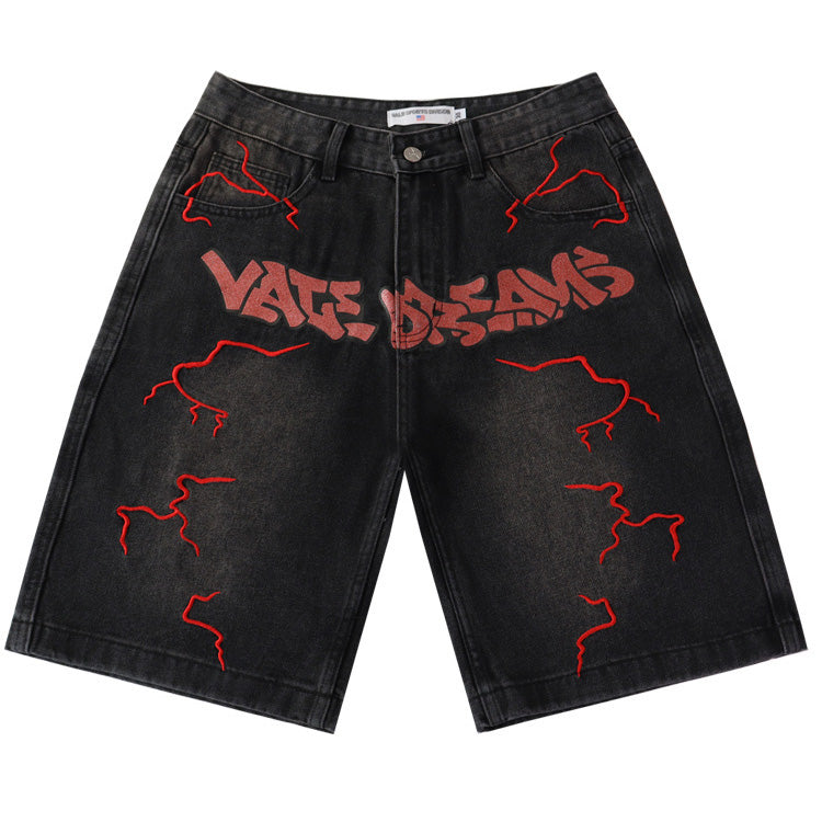 Letter Patterns Denim Shorts #8683