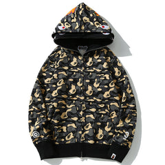 BAPE Camo Shark Zipper Double Hoodie