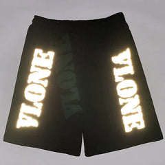 VLONE Men's 3M Reflective Simple Letters Shorts