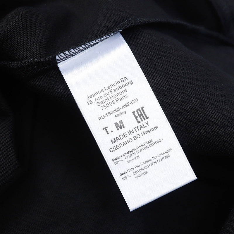 LANVIN Letter Embroidery T-Shirt Black