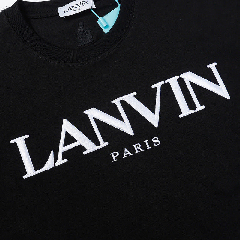 LANVIN Letter Embroidery T-Shirt Black