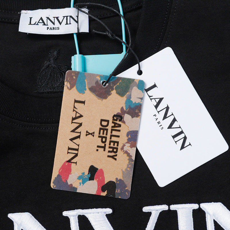 LANVIN Letter Embroidery T-Shirt Black