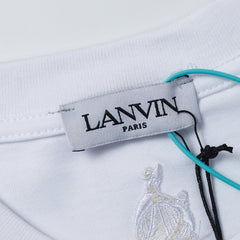 LANVIN Letter Embroidery T-Shirt Whtie