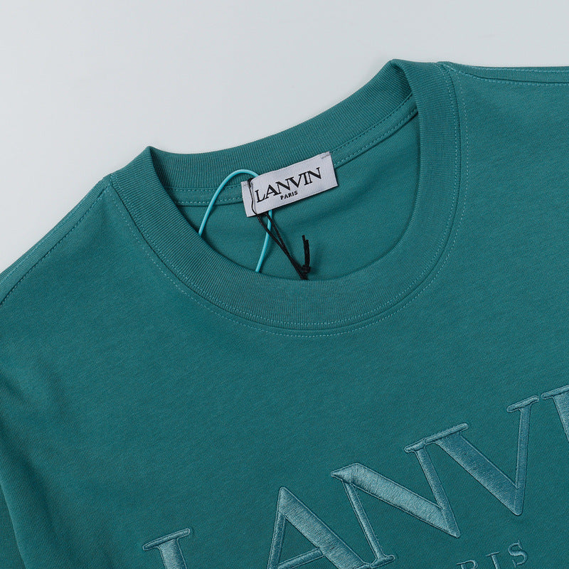 LANVIN Letter Embroidery Logo T-Shirt Green