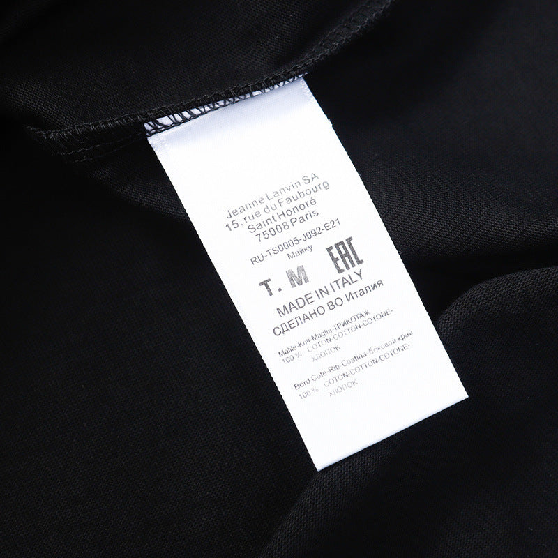 LANVIN Letter Embroidery Logo T-Shirt Black