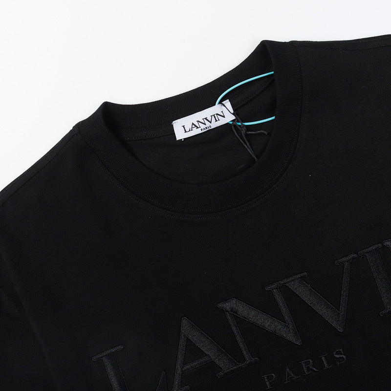 LANVIN Letter Embroidery Logo T-Shirt Black