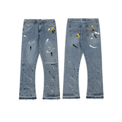 Gallery Dept Distressed Raw Edge Jeans with Splashes of Ink