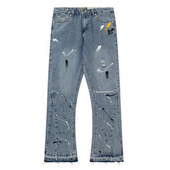 Gallery Dept Distressed Raw Edge Jeans with Splashes of Ink