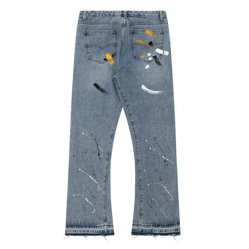 Gallery Dept Distressed Raw Edge Jeans with Splashes of Ink