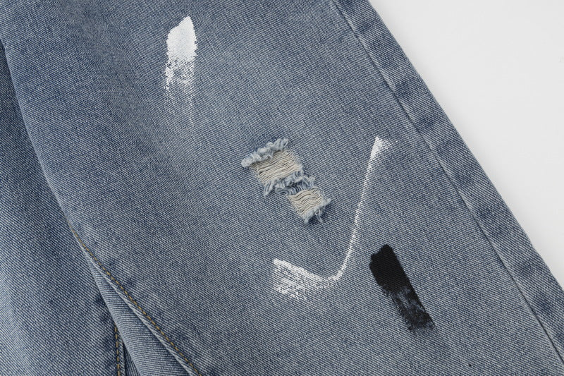 Gallery Dept Distressed Raw Edge Jeans with Splashes of Ink