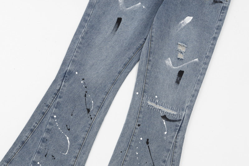 Gallery Dept Distressed Raw Edge Jeans with Splashes of Ink