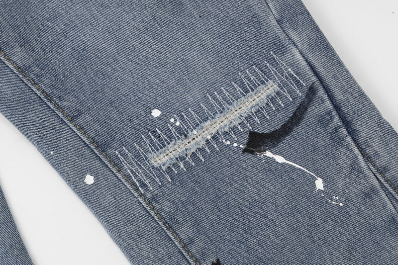 Gallery Dept Distressed Raw Edge Jeans with Splashes of Ink