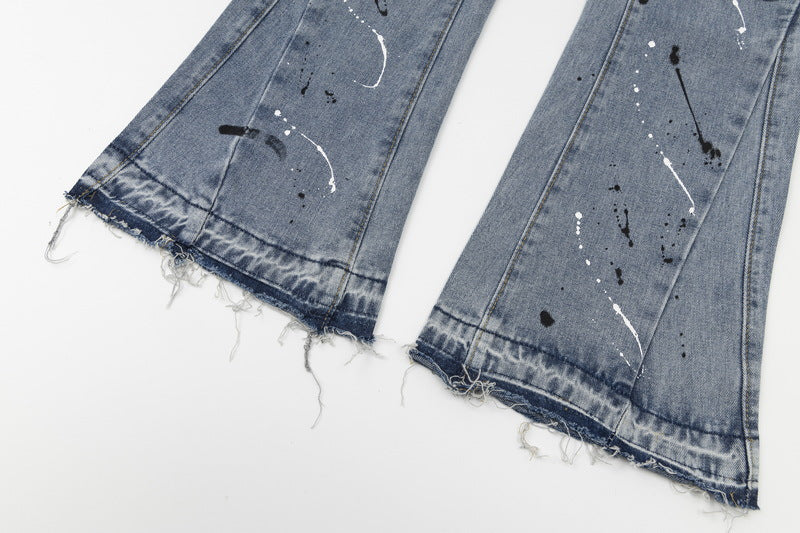 Gallery Dept Distressed Raw Edge Jeans with Splashes of Ink