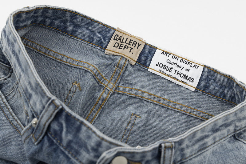 Gallery Dept Distressed Raw Edge Jeans with Splashes of Ink