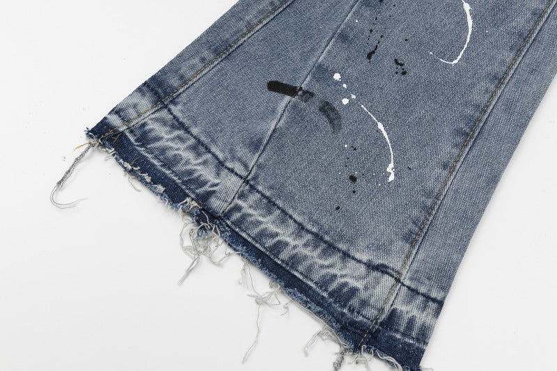 Gallery Dept Distressed Raw Edge Jeans with Splashes of Ink