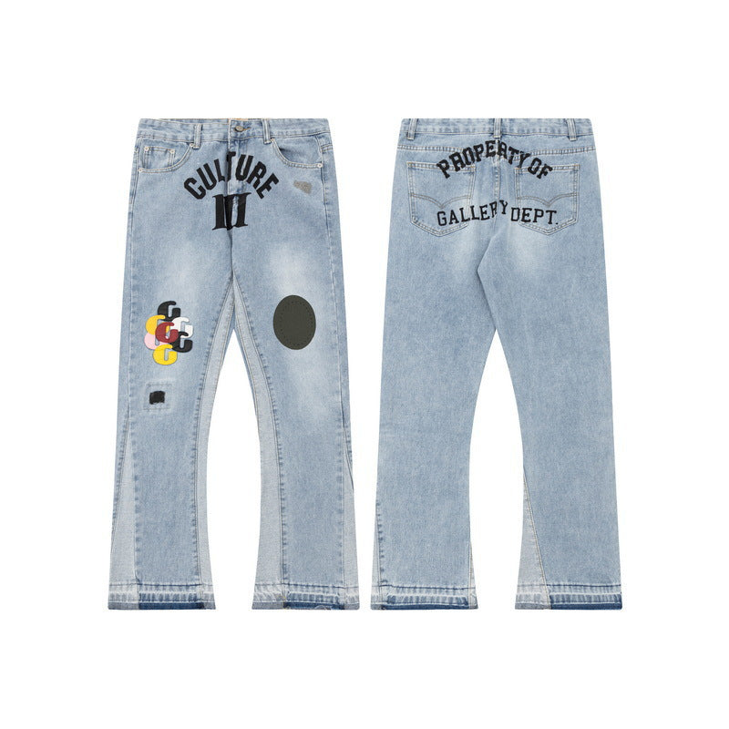 Gallery Dept letter embroidered patch jeans