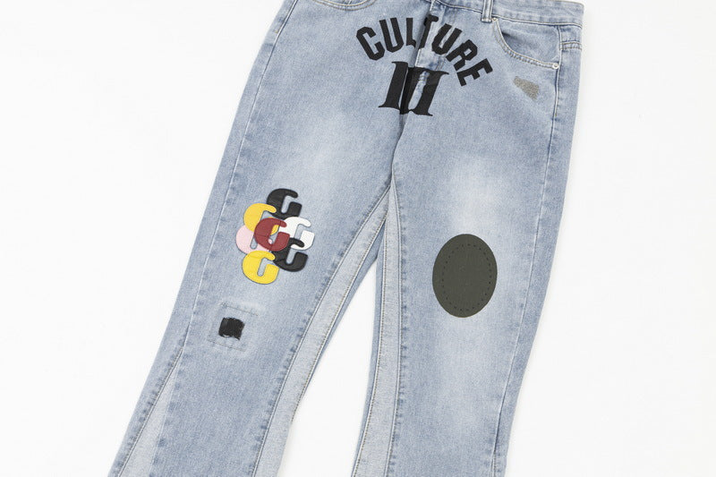 Gallery Dept letter embroidered patch jeans