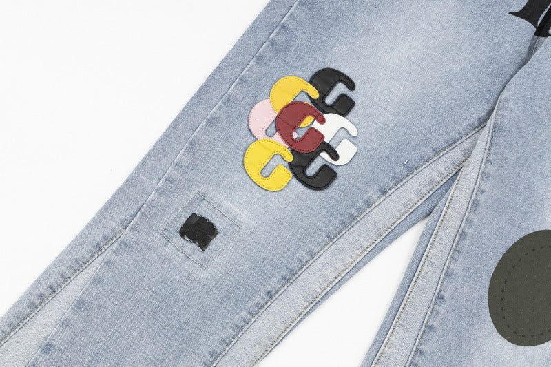 Gallery Dept letter embroidered patch jeans