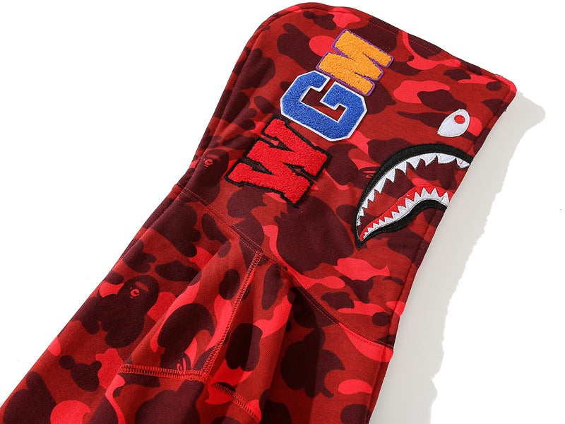 BAPE Camo Shark Zipper splicing Hoodies