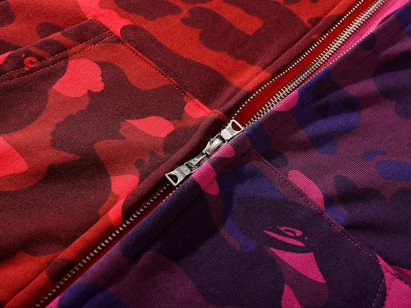 BAPE Camo Shark Zipper splicing Hoodies