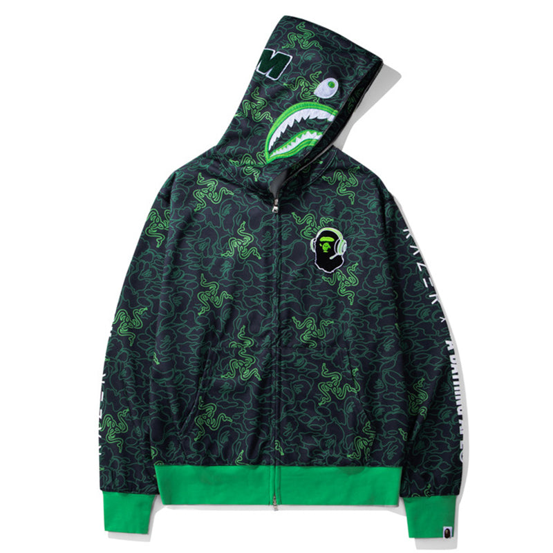 BAPE Green Shark Ape Head Hoodie