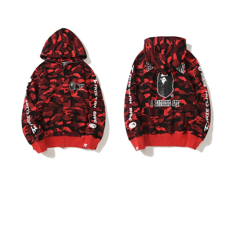 BAPE Red Camo Ape Head Hoodie