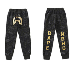 BAPE Gold BAPE Letter  Pants