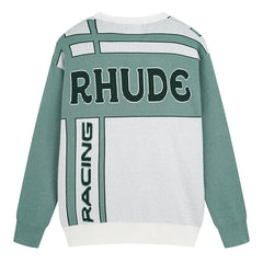 RHUDE jacquard panel crew neck Sweaters